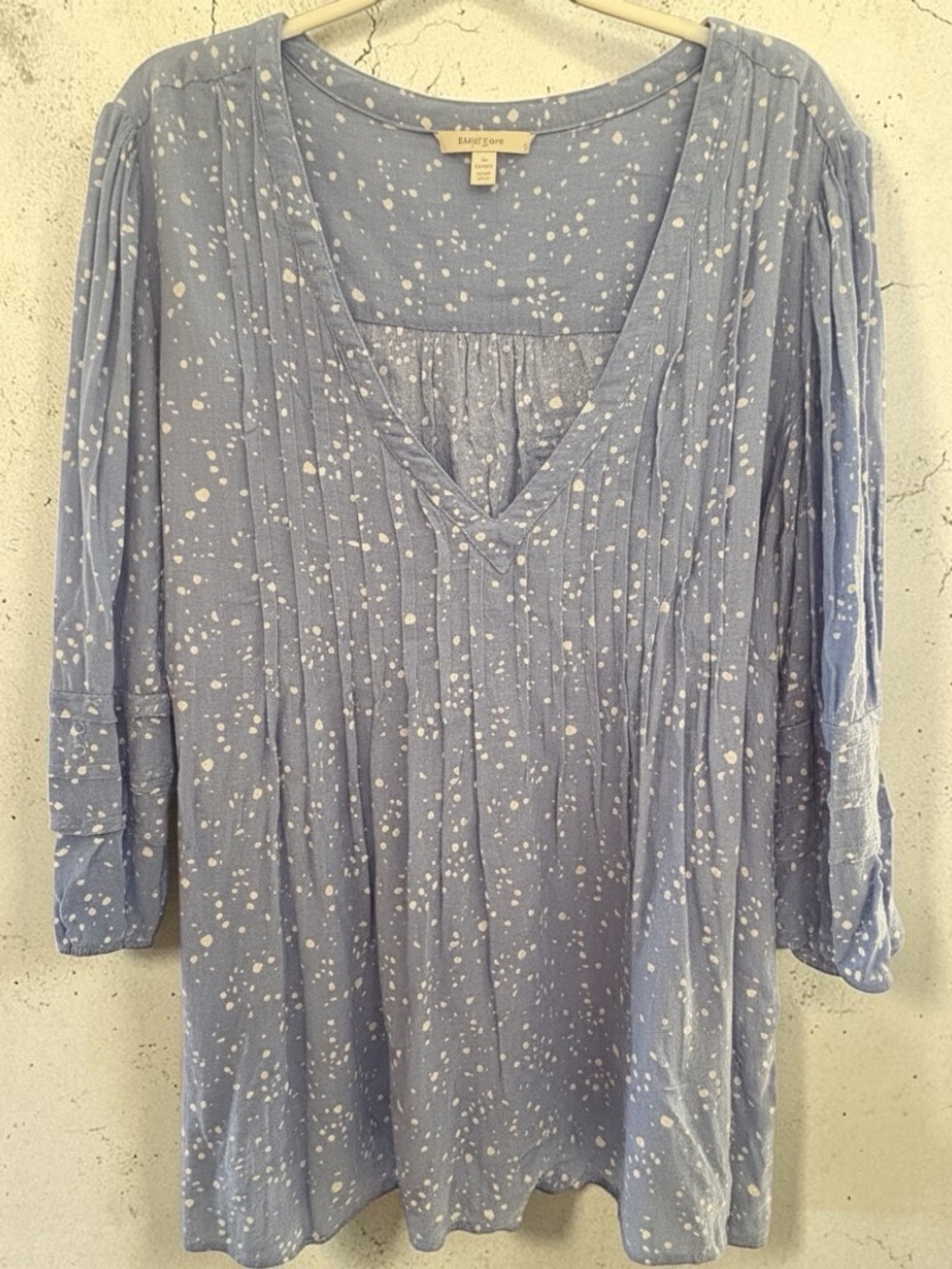 Size 20W Terra & Sky Light Blue Speckled V-Neck Tunic - Picture 3 of 12